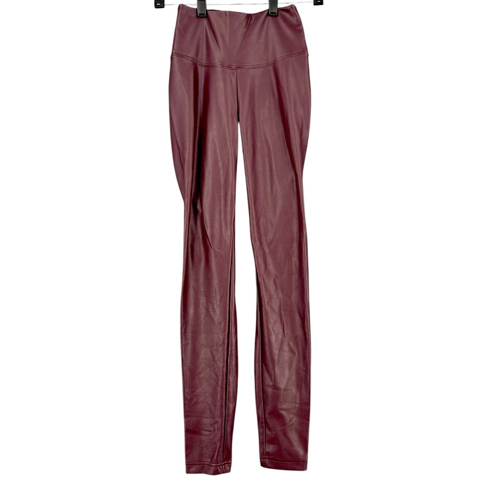 WHBM Runway Legging Faux Leather Maroon High Waist Women's Size 00